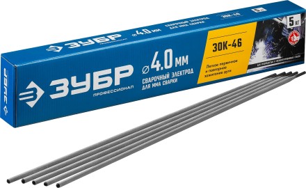 ЗУБР Д 4.0 х 450 мм, 5 кг в коробке, ЗОК-46 рутил-целлюлозный, электрод сварочный, Профессионал (40035-4.0) купить в Когалыме
