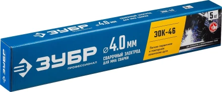 ЗУБР Д 4.0 х 450 мм, 5 кг в коробке, ЗОК-46 рутил-целлюлозный, электрод сварочный, Профессионал (40035-4.0) купить в Когалыме