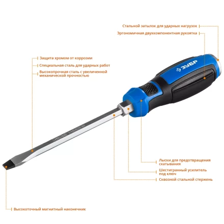 ЗУБР Ударник, SL8 х 150 мм, ударная отвертка, Профессионал (25271-8) купить в Когалыме