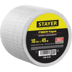 Серпянка самоклеящаяся FIBER-Tape, 10 см х 45м, STAYER Professional 1246-10-45 1246-10-45