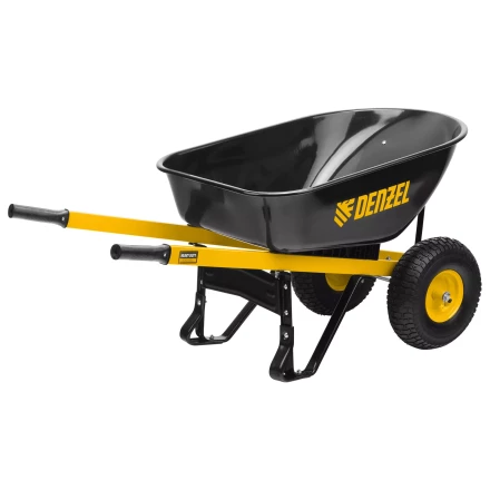 Тачка строительная усиленная объем 140 л 250 кг двухколесная колесо 15х6.00-6 Denzel 69000 купить в Когалыме