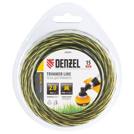 Леска для триммера двухкомпонентная витая квадратная, 2,0мм х 15м, блистер SkyCutter Denzel 96840 купить в Когалыме