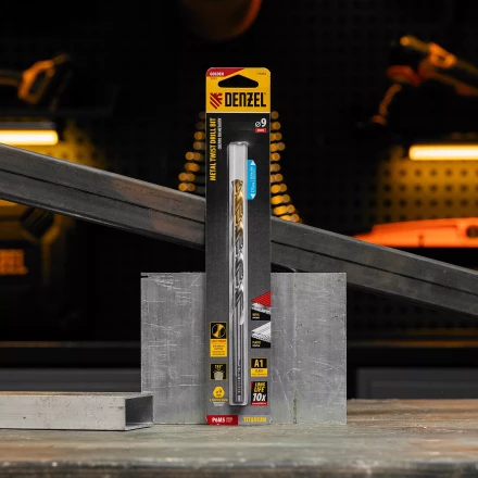 Сверло спиральное по металлу Denzel, 9 х 175 мм, Р6М5, Golden Tip, удлиненное 718262 купить в Когалыме