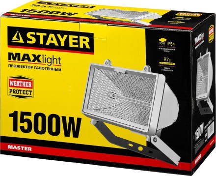 Прожектор STAYER &quot;MASTER&quot; MAXLight галогенный, с дугой крепления под установку, белый, 1500Вт 57107-W купить в Когалыме