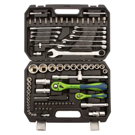 Набор инструментов 82 предмета, CrV, 1/2", 1/4" Сибртех 13514 купить в Когалыме