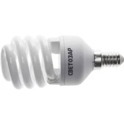 Энергосберегающая лампа СВЕТОЗАР "КОМПАКТ" спираль,цоколь E14(миньон),Т2,теплый белый свет(2700 К), 10000час, 15Вт(75) 44351-15_z01