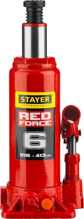 Домкрат гидравлический бутылочный &quot;RED FORCE&quot;, 6т, 216-413 мм, в кейсе, STAYER 43160-6-K 43160-6-K_z01 купить в Когалыме