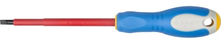 ЗУБР "ПРОФИ ЭЛЕКТРИК". Отвертка Cr-V, трехкомпонент рукоятка, высоковольтная до ~1000В, SL, 5,5x125 мм 25261-5.5-125 купить в Когалыме