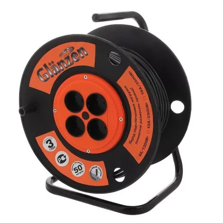 Удлинитель силовой на катушке GLANZEN 4 гн. ПВС 2х2,5 EB-50-008 купить в Когалыме
