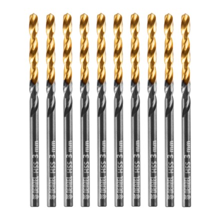 Сверло по металлу, 3 мм, HSS-Tin, Golden Tip, 10 шт. Denzel 717205 купить в Когалыме