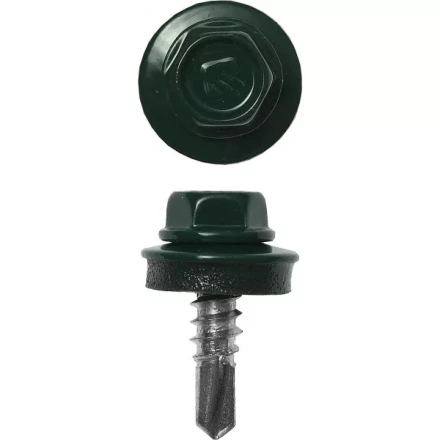 Саморезы ЗУБР "ПРОФЕССИОНАЛ" окраш., RAL 6005 зелен. насыщен., для крепл. кров. матер. к металл. констр., 5.5x25мм, 420шт 4-300315-55-025-6005 купить в Когалыме