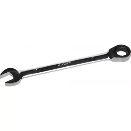 Ключ ЗУБР "ПРОФИ" гаечный комбинированный трещоточный, Cr-V сталь, хромированный, 17мм 27074-17 купить в Когалыме