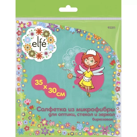 Салфетка из микрофибры для оптики стекол и зеркал бирюзовая 350х300 мм Elfe 92311 купить в Когалыме