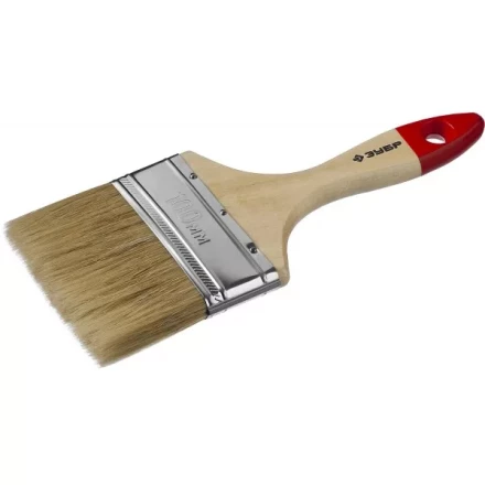 Кисть плоская  ЗУБР "УНИВЕРСАЛ-МАСТЕР", натуральная щетина, деревянная ручка, 100мм 4-01003-100 купить в Когалыме