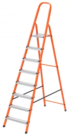 Стремянка, 8 ступеней, стальной профиль, ступени сталь, оранжевая, Россия, Сибртех 97968 купить в Когалыме
