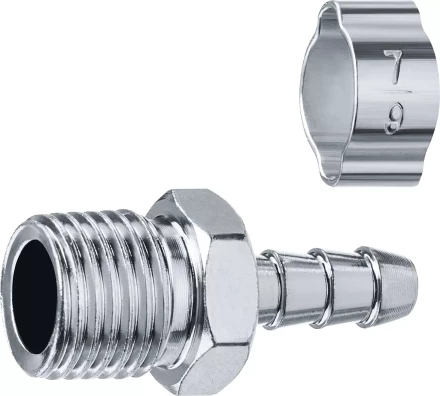 ЗУБР штуцер елочка, 6 мм - 1/4M, переходник с обжимным хомутом, Профессионал (64924-1/4-06) купить в Когалыме