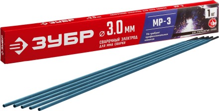 ЗУБР Д 3.0 х 350 мм, 1 кг в коробке, МР-3 рутиловый, электрод сварочный (40011-3.0) купить в Когалыме