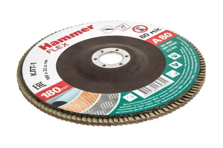 Круг Лепестковый Торцевой (КЛТ) HAMMER КЛТ 1 Ф180х22 Р80 213-032 купить в Когалыме