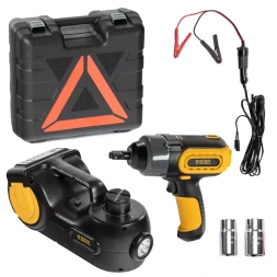 Домкрат электрогидравлический «3 в 1» (1,5 т), 12В, с гайковертом электрическим, в наборе  Denzel 51190