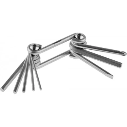 Набор ЗУБР Ключи "МАСТЕР" имбусовые складные, Cr-V сталь, сатинированное покрытие, HEX 2-6 мм, SL 5 мм, PH № 2, 8-в-1 27420-H8 купить в Когалыме