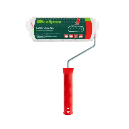 Валик &quot;Эмали&quot; , 180 мм, ворс 12 мм, D - 48 мм, D ручки - 6 мм, полиамид, полиакрил Сибртех 80196 купить в Когалыме