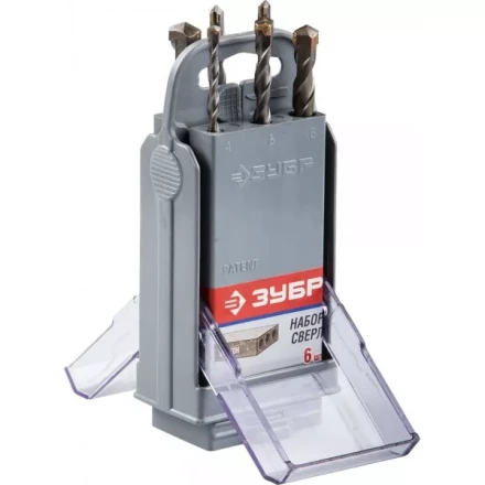 Набор ударных сверл ЗУБР "МАСТЕР" по бетону, 4, 5, 6х2шт, 8, 10мм, 6шт в супер боксе 2922-H6-SB купить в Когалыме