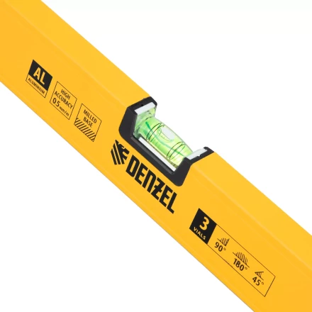 Уровень алюминиевый Denzel, магнит, фрезерованный, 3 глазка (1 зеркал.), 0,5 мм/м, 1000 мм, 33693 купить в Когалыме