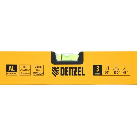 Уровень алюминиевый Denzel, магнит, фрезерованный, 3 глазка (1 зеркал.), 0,5 мм/м, 1000 мм, 33693 купить в Когалыме