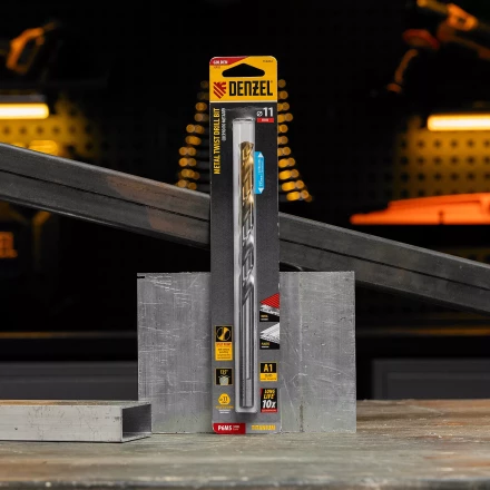 Сверло спиральное по металлу Denzel, 11 х 195 мм, Р6М5, Golden Tip, удлиненное 718264 купить в Когалыме