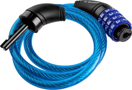 Замок ЗУБР "ПРОФЕССИОНАЛ", тросовый, кодовый, с изменяемым кодом, длина троса - 950мм, d 10мм 37262-95_z01 купить в Когалыме