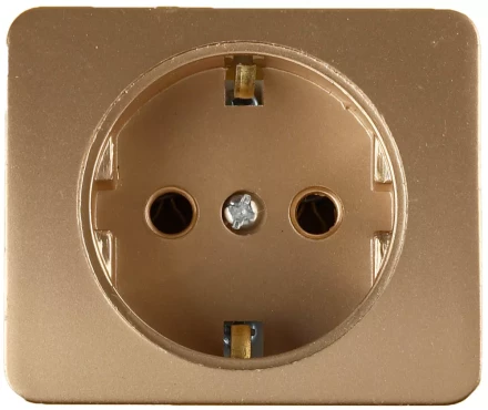 Розетка СВЕТОЗАР "ГАММА" с заземлением, одинарная, без вставки и рамки, цвет золотой металлик, 16А/~250В SV-54105-GM купить в Когалыме