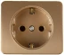 Розетка СВЕТОЗАР "ГАММА" с заземлением, одинарная, без вставки и рамки, цвет золотой металлик, 16А/~250В SV-54105-GM купить в Когалыме