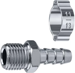 ЗУБР штуцер елочка, 8 мм - 1/4M, переходник с обжимным хомутом, Профессионал (64924-1/4-08)