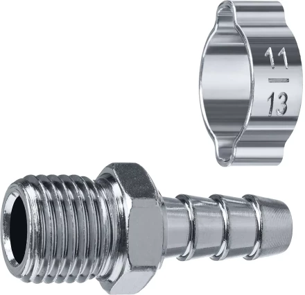 ЗУБР штуцер елочка, 8 мм - 1/4M, переходник с обжимным хомутом, Профессионал (64924-1/4-08) купить в Когалыме