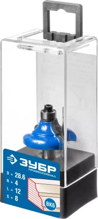 ЗУБР 28.6 x 12 мм, радиус 4 мм, фреза кромочная калевочная №2, Профессионал (28704-28.6) купить в Когалыме