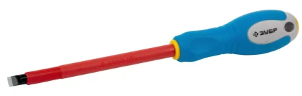 ЗУБР "ПРОФИ ЭЛЕКТРИК". Отвертка Cr-V, трехкомпонент рукоятка, высоковольтная до ~1000В, SL, 8,0x175 мм 25261-8.0-175 купить в Когалыме