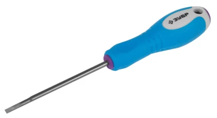 Отвертка ЗУБР, Cr-V сталь, трехкомпонентная рукоятка, цветовая индикация типа шлица, SL, 2,5x63мм 25251-2.5-063 купить в Когалыме