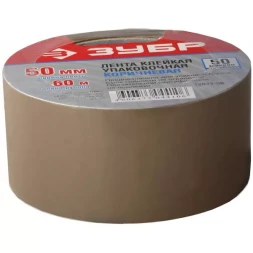 Лента ЗУБР "МАСТЕР" клеящая,   коричневая, усиленная прочность,  толщина 50 мк, 38мм х 60м 12033-38