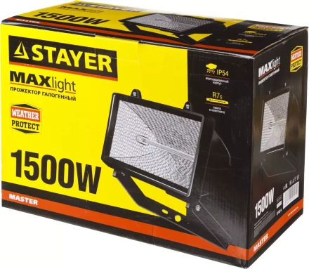 Прожектор STAYER "MASTER" MAXLight галогенный, с дугой крепления под установку, черный, 1500Вт 57107-B купить в Когалыме