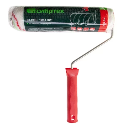 Валик &quot;Эмали&quot;, 250 мм, ворс 12 мм, D - 48 мм, D ручки - 6 мм, полиамид, полиакрил Сибртех 80197 купить в Когалыме