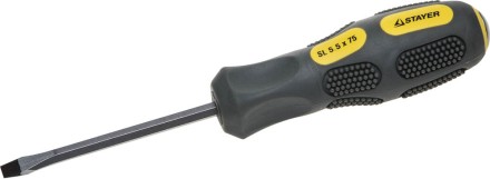Отвертка STAYER &quot;PROFESSIONAL&quot; &quot;MAX-GRIP&quot; ударная, двухкомпонентная рукоятка, магнит наконечник, Cr-V, SL 5,5x75мм 25823-05-075 G купить в Когалыме