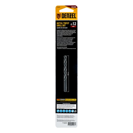 Сверло спиральное по металлу Denzel 12 x 205 мм, Р6М5, Golden Tip, удлиненное 718265 купить в Когалыме