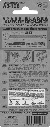 Лезвие OLFA сегментированное, 9х80х0,38мм, 10шт OL-AB-10B купить в Когалыме