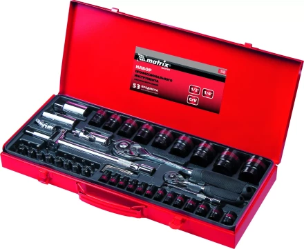 Набор слесарно-монтажный с квадратами 1/4 и 1/2 53 предмета MATRIX MASTER 13585 купить в Когалыме