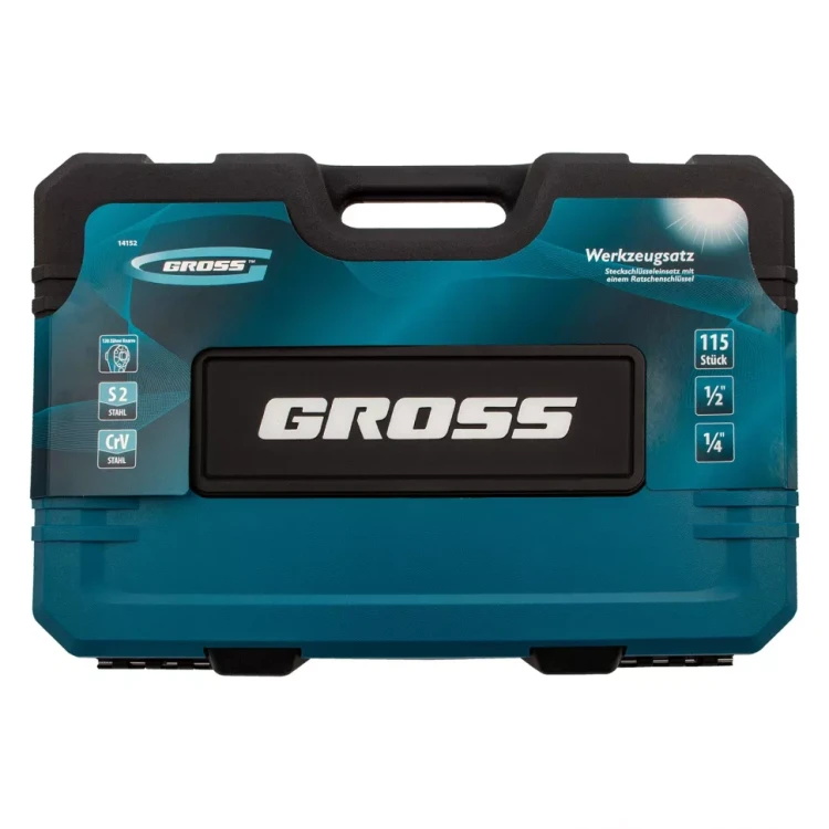 Набор инструментов 115 предметов, 120 зубьев, CrV, 1/4", 1/2" Gross 14152 купить в Когалыме
