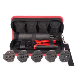 Пресс-клещи КВТ HT-330 с набором из 5 матриц для опрессовки разъемов SMA, N-типа, TNC, BNC, FME, UHF (набор) (89230)
