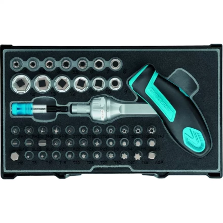 Отвертка реверсивная с двух-позиционной ручкой Т-образной с набором бит, 48 шт., S2 Gross 11613 купить в Когалыме