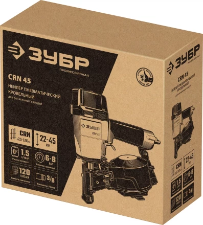 ЗУБР CRN-45, пневматический кровельный нейлер для барабанных гвоздей ЗУБР CRN (22-45 мм), Профессионал (31920) купить в Когалыме