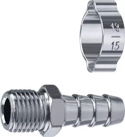 ЗУБР штуцер елочка, 10 мм - 1/4M, переходник с обжимным хомутом, Профессионал (64924-1/4-10) купить в Когалыме