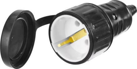 Розетка СИБИН электрическая ударопрочная, с заземлением, 16А/220В, IP44, черная 55186-B купить в Когалыме